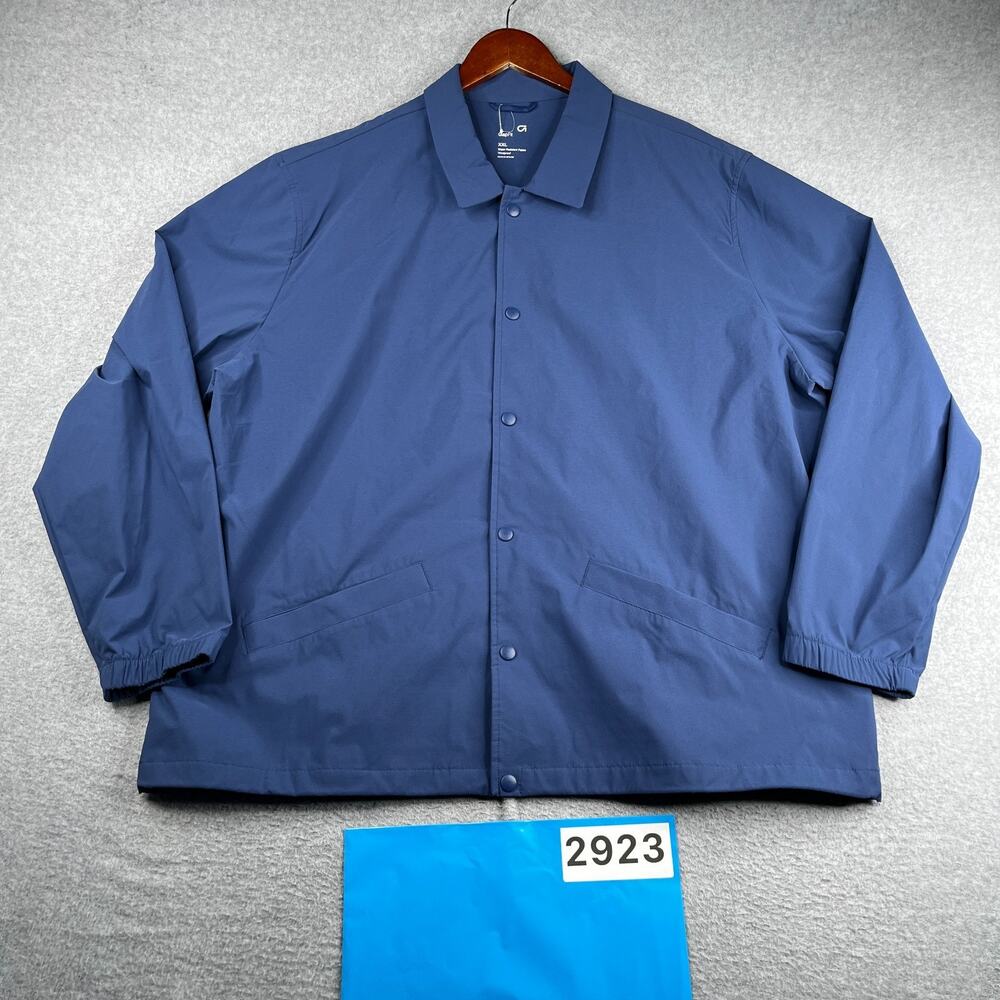 Gap Fit 2XL Blue Water Resistant Windproof Jacket Snap Long Sleeve Pockets New